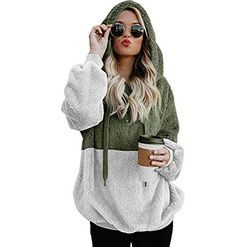 SHOBDW Liquidación Venta Mujer Sudadera con Capucha Suelta Tallas Grandes Jersey de Mujer Jersey otoño Invierno Manga Larga Remata Abrigo cálido (S, S-Verde)