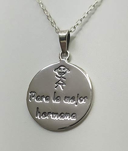 Sicuore Colgante Collar Mejor Hermana para Mujer Hombre - Plata De Ley 925 Incluye Cadena De Plata De 45cm Y Estuche para Regalo