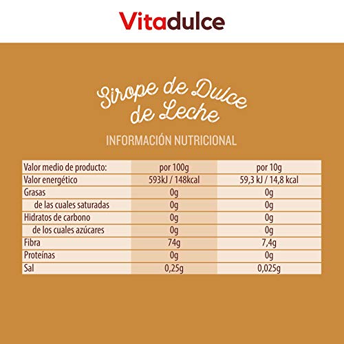 Sirope de dulce de leche sin azúcar, Topping de dulce de leche, Sirope bajo en calorías 400 gr - Vitadulce