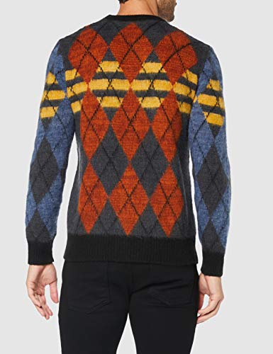 Sisley Sweater L/s suéter, Multicolor (Bianco/BLU 901), Large para Hombre