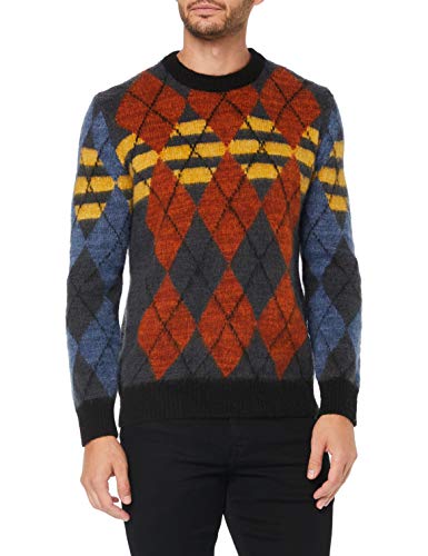 Sisley Sweater L/s suéter, Multicolor (Bianco/BLU 901), Large para Hombre