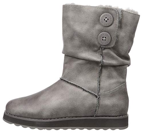 SKECHERS Keepsakes 2.0-Upland-Mid - Bota alta ancha con detalle de botones, diseño de media caña, Gris (Carbón), 38 EU