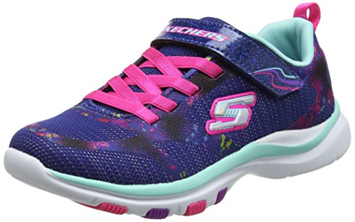 Skechers Trainer Lite-Bright Racer, Entrenadores para Niñas, Azul (Navy/Multi), 30 EU