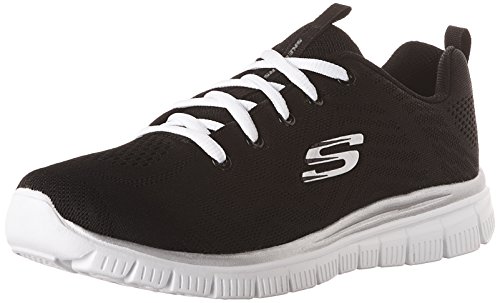 Skechers Women 12615 Low-Top Trainers, Black (Black Mesh/White Trim Bkw), 5 UK (38 EU)