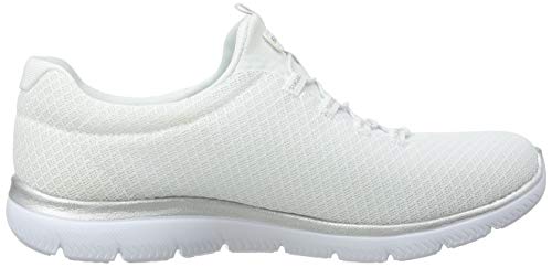 Skechers Women 12980 Low-Top Trainers, White (White/Silver), 6 UK (39 EU)