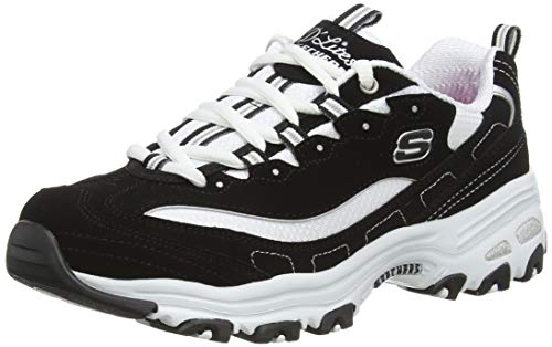 Skechers Women's D'lites-biggest Fan Low-Top Sneakers, Black (Black Trubuck/White Mesh/Silver Trim Bkw), 6 UK