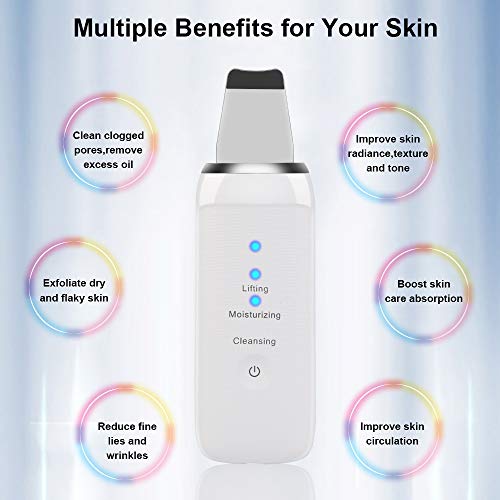 Skin Scrubber, Etmury Peeling Ultrasónico Facial con 3 Modos, LCD Pantalla, USB Recargable, Equipo de Belleza Facial Multifuncional para Tratamiento de Exfoliación Hidratante y Lifting Facial