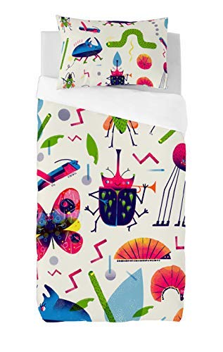 SLEEPAA Funda nordica cuna 120x60 cm + Funda almohada 30x50 cm Varios Estampados Fabricada en España (Bugs Party)