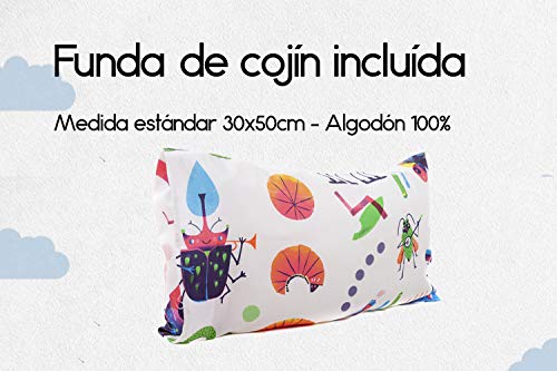 SLEEPAA Funda nordica cuna 120x60 cm + Funda almohada 30x50 cm Varios Estampados Fabricada en España (Bugs Party)