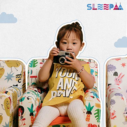 SLEEPAA Sillon bebe 1-4 años Desenfundable Lavable Resistente Seguro Ligero Cómodo Decoracion muebles niños Fabricado en España 40x40x42 cm (Jungle Rock)