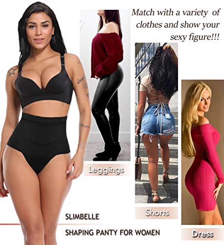 SLIMBELLE® Mujer Tanga Moldeadora Braguita Reductora Braga Vientre Plano con Faja Sin Costuras Cintura Media & Alta