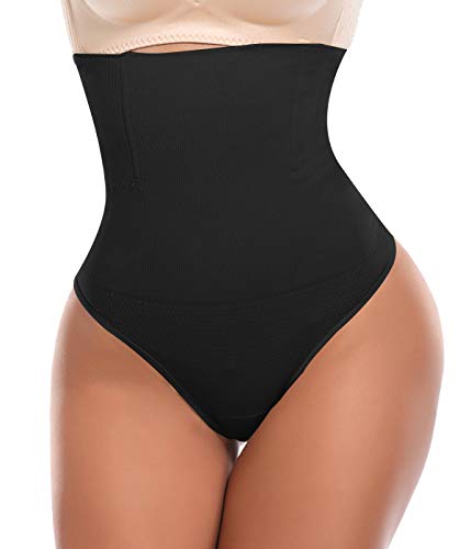 SLIMBELLE Tanga Faja Braga Reductora para Mujer Vientre Plano Braguitas Modeladora Cintura Alta-Negro-3XL