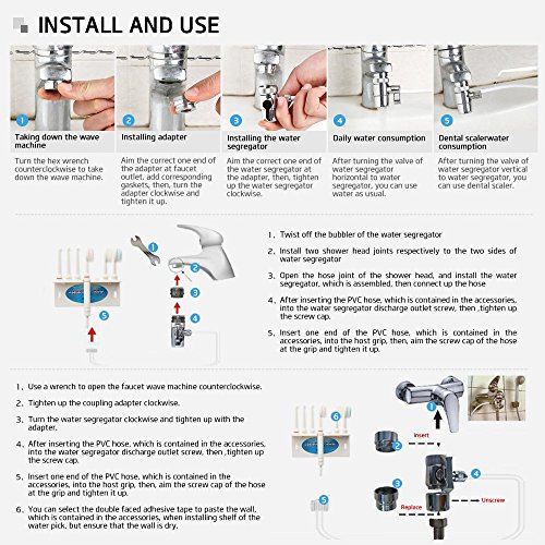 SMAGREHO Irrigador dental non electric cuidado dental Waterjet Dentalcare incluye 3 boquillas y 3 cepillos de dientes