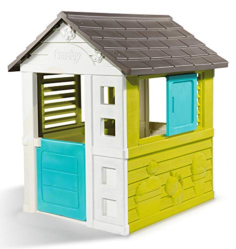 Smoby Pretty II - Casita Infantil, Color Verde, Azul y Gris (810710)