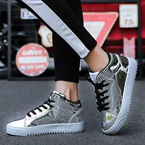 Sneakers Alte - Zapatos Casuales para Hombre y Mujer - Routinfly - Zapatillas Deportivas de Colores a la Moda - Zapatos de Discoteca con Purpurina - Zapatos Casuales Altos