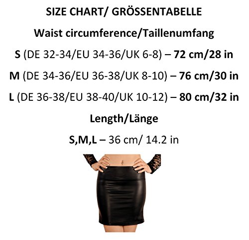 Sodacoda Wet Look Faux Leather Latex Mini Pencil Skirt - Stretchy Soft Material (M)