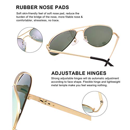 SODQW Piloto Gafas de Sol Polarizadas Mujer Espejo Marca Clásico Metal  Marco UVA/UVB Protección