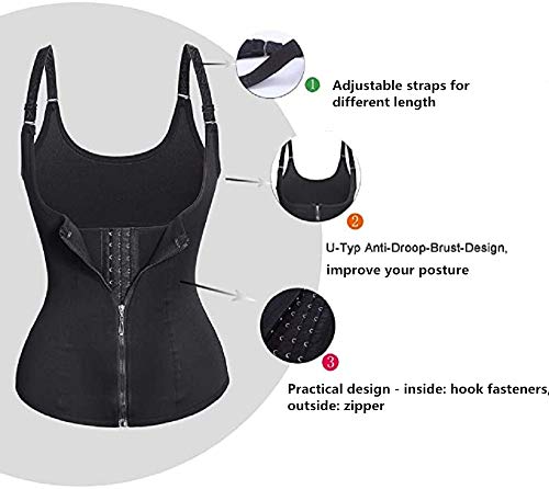 SOFIT Fajas Reductoras Corset Mujer Cincher Bustiers Corsé Adelgazantes Compresion para Entrenamiento Deporte Chaleco de Sudor (S, Negro)