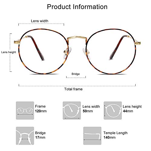 SOJOS Gafas de Filtro de Luz Azul para Computador Lentes Antireflejantes para Mujer Ojo de Gato Marco de metal SJ5024 Con Marco Carey