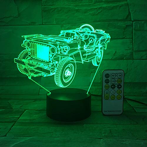 Solo 1 pieza Truck Car Night Light 3D USB Touch Control remoto Panel de acrílico Grabado Ambiente Lámpara de mesa Regalos para niños