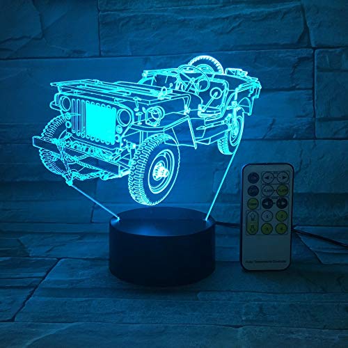 Solo 1 pieza Truck Car Night Light 3D USB Touch Control remoto Panel de acrílico Grabado Ambiente Lámpara de mesa Regalos para niños