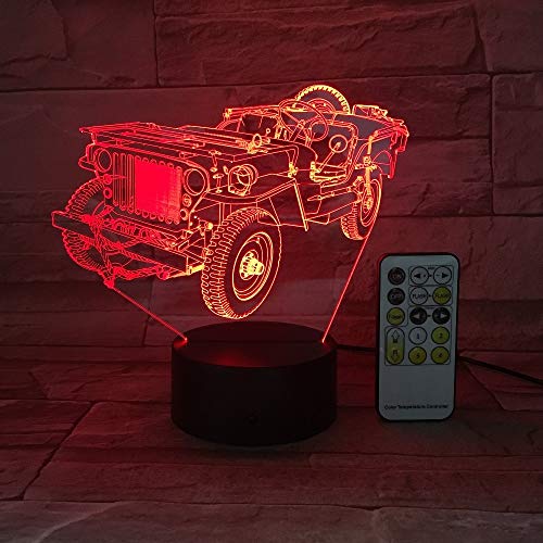 Solo 1 pieza Truck Car Night Light 3D USB Touch Control remoto Panel de acrílico Grabado Ambiente Lámpara de mesa Regalos para niños