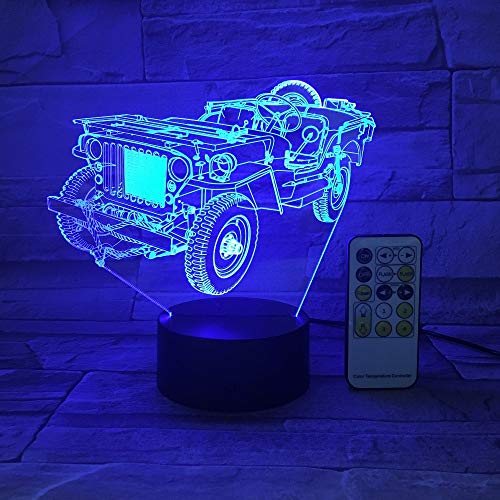 Solo 1 pieza Truck Car Night Light 3D USB Touch Control remoto Panel de acrílico Grabado Ambiente Lámpara de mesa Regalos para niños