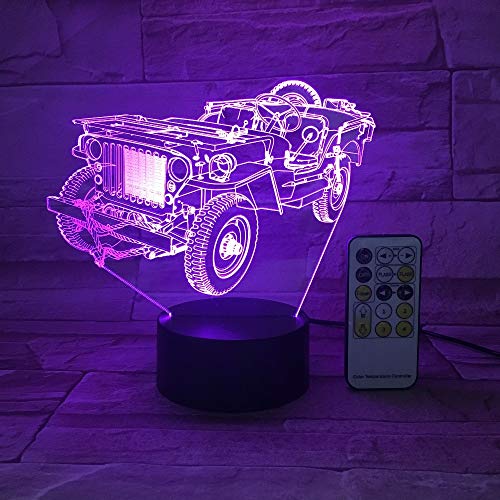 Solo 1 pieza Truck Car Night Light 3D USB Touch Control remoto Panel de acrílico Grabado Ambiente Lámpara de mesa Regalos para niños