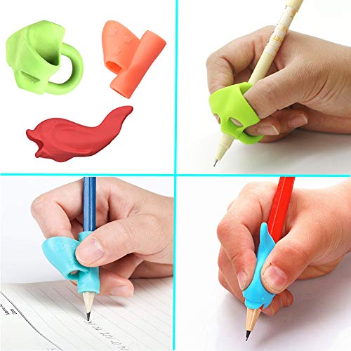 Soporte de Lápiz, HEOCAKR 9 Piezas Adaptador Lapiz para Niños Herramienta de Corrección de Postura de Escritura para Lápices, Agarrador de Lápiz Ayuda Escribir para Niños/Adultos, Colores Surtidos