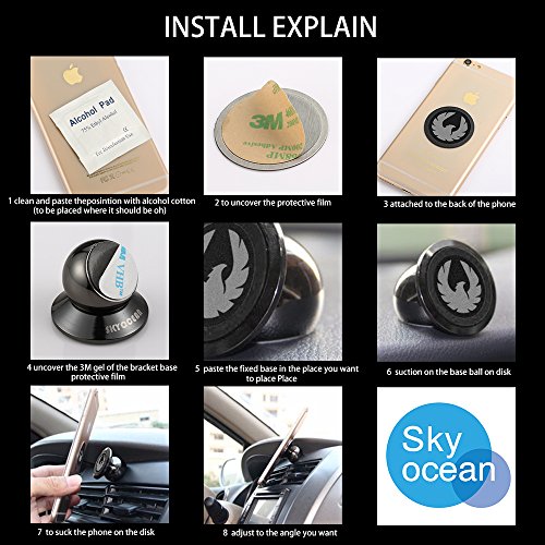 Soporte Movil para Coche Magnetico Universal Soporte del Coche del Teléfono 360° Rotación Ultra Slim Fuerte Pegajoso Dash Mount para iPhone telefonos moviles GPS (Eagle)