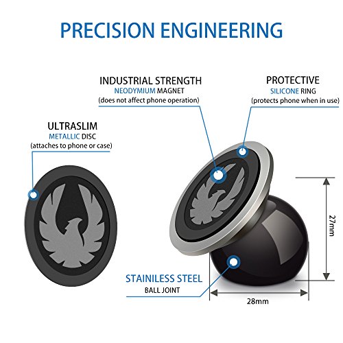 Soporte Movil para Coche Magnetico Universal Soporte del Coche del Teléfono 360° Rotación Ultra Slim Fuerte Pegajoso Dash Mount para iPhone telefonos moviles GPS (Eagle)