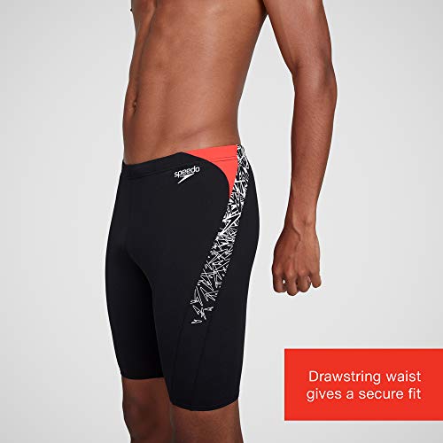 Speedo Boom Splice Bañador, Hombre, Negro (Black/White/Lava Red), 32