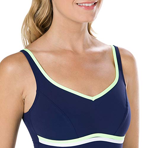 Speedo ContourLuxe 1Piece Bañador, Mujer, Azul Marino/Bright Zest/Blanco, 34