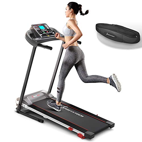 Sportstech F10 Cinta de Correr Modelo 2020 - Marca de Calidad Alemana + Video Eventos y App multijugador - Nueva Consola - | 1HP a 10 km/h | Cinta de Andar con 13 programas, inclinable + Plegable