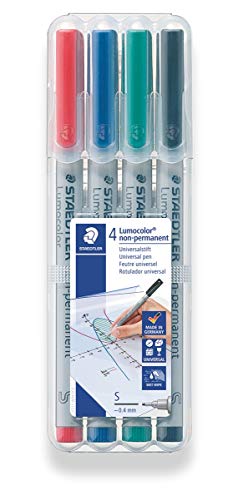 Staedtler Lumocolor 311 WP4. Rotuladores de colores de tinta no permanente. Estuche con 4 unidades.