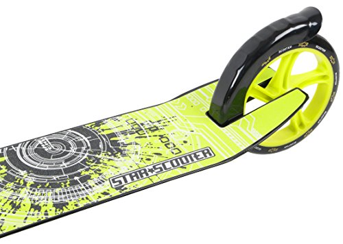 Star-Scooter Patinete Patineta Scooter Plegable XXL para niños y niñas a Partir de 6-7 años y Adultos para Ciudad | 205 mm Edición mas Ancha, con más Espacio para los pies | Negro & Verde