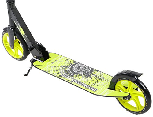 Star-Scooter Patinete Patineta Scooter Plegable XXL para niños y niñas a Partir de 6-7 años y Adultos para Ciudad | 205 mm Edición mas Ancha, con más Espacio para los pies | Negro & Verde