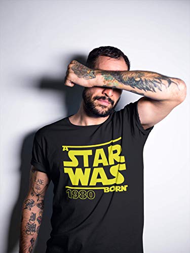 Star Was Born 1980 - Regalo de cumpleaños para Hombre-s y Mujer-es - 40 años - Cuarenta - Cuadragésimo - Camiseta Divertida - Fun-Shirt - Humor - Unisex - Birthday (L)