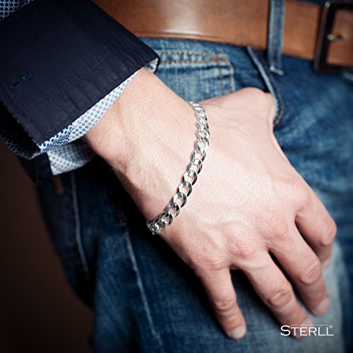 STERLL Pulsera para hombre de plata 925, 20 cm de longitude, con caja de joyas, ideal como regalo de hombre