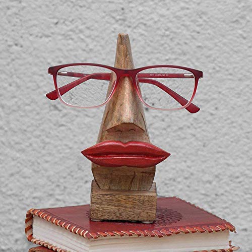 Store Indya, Quirky Hecho a Mano Forma de Nariz Soporte para Gafas Rosewood Gafas Gafas De Sol Soporte De Soporte para El Hogar Y Decoracion De Oficina (Forma de Nariz marron1)