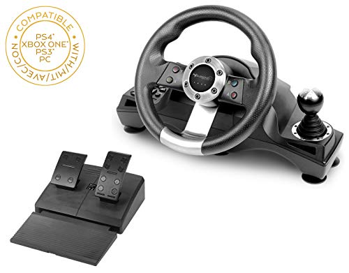 Subsonic - Volante de carreras Drive Pro Sport con pedales, paletas y palanca de cambios (PS4 Slim/Pro, Xbox One S/X, PS3, Windows)