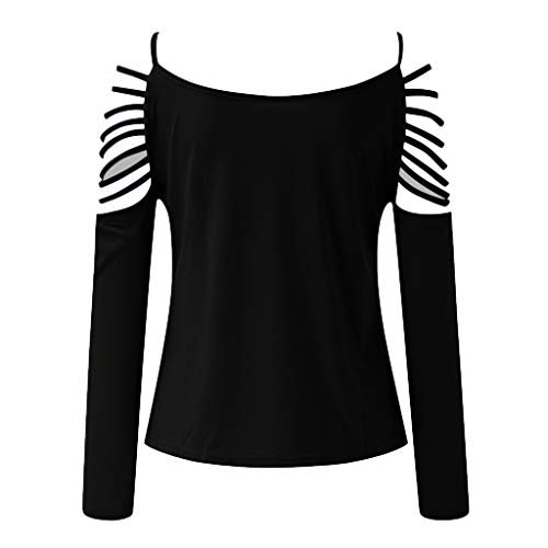 Sudadera para Mujer Moda Halloween Punk Gótico Manga Larga Fuera del Hombro Talla Grande Cuello Redondo Jersey Mujer Otoño Primavera Blusa Tops Tumblr Suéter Mujer Abrigo Deportiva por vpass