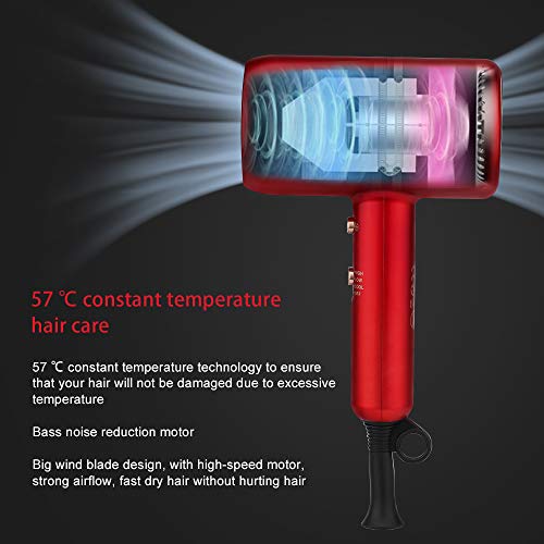 Sumgott Secador de Pelo 2300W Profesional Iónico Secador, Rojo Secador de Pelo con Difusor, con 2 Boquillas de Modelado y 1 Difusor, 3 Configuraciones de Temperatura