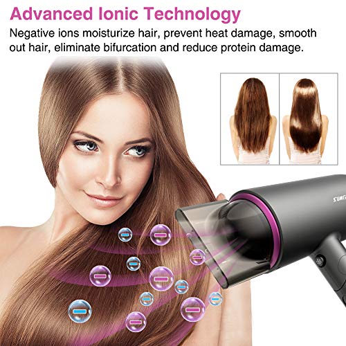 Sumgott Secador de Pelo Profesional de Iones, 1800W Secador de Pelo Plegable de Viaje Hair Dryer de Pelo Pequeño, Usando tecnología de cuidado de cabello iónico, Disponible en Tres Velocidades