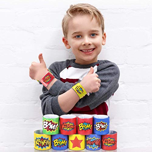 Sumnos 36 Piezas superhéroe Slap Pulsera, Pulsera Bofetada, Slap Bracelets, Snap Pulsera, Banda de Pulsera, Fiesta Juguetes de Infantil Rellenos de Bolsa de Fiesta de cumpleaños para niños niñas