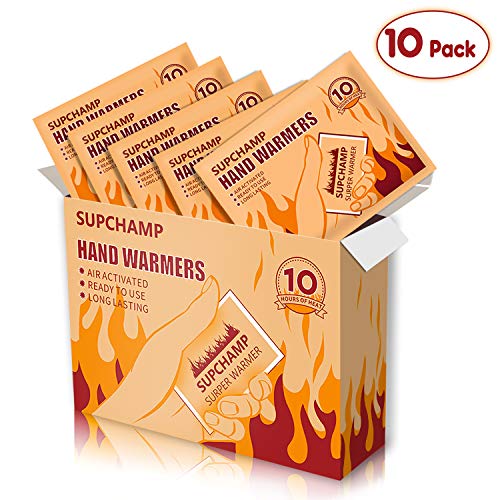 Supchamp Calentadores de Manos, 10 PCS Calentadores Desechables de Bolsillo para Manos, hasta 10 Horas de Calor, Almohadillas de Calor de Manos, para Actividades al Aire Libre en Invierno