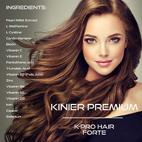 SUPLEMENTO CAPILAR para el Crecimiento y Fortalecimiento del Pelo K-PRO HAIR FORTE - 120 Cápsulas (2 meses) - Metiotina, Cistina, Biotina, Mijo, Cardo Marinao,CLA, Zinc, Cobre, Selenio + Vitaminas