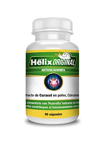 Suplemento natural para dolores en las articulaciones con cúrcuma, boswelia, extracto proteico del caracol y vitamina C para la formación del colágeno - Sin lactosa, sin gluten (30 cápsulas)