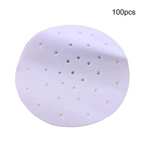 Sureh - 100 forros antiadherentes para freidora de aire de 23 cm, de bambú, para cocinar al vapor, papel de pergamino, para freidora de aire, cesta de cocción al vapor 15cm/6inch 6