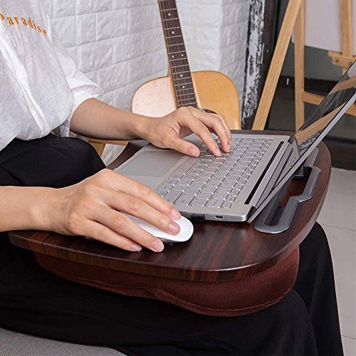 SVHK Lap Desk - Espresso-Caber hasta 17,3 Pulgadas portátiles y Tablet La mayoría Sofá Cama Mesa de Bandeja de TV for la Tabla de Alimentos - Stand-Ideal for Trabajar Desde su casa Volver Almohada